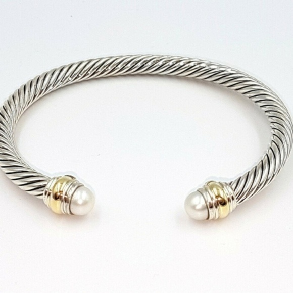 David Yurman Silver and Gold Cable Bracelet - Picture 5 of 7